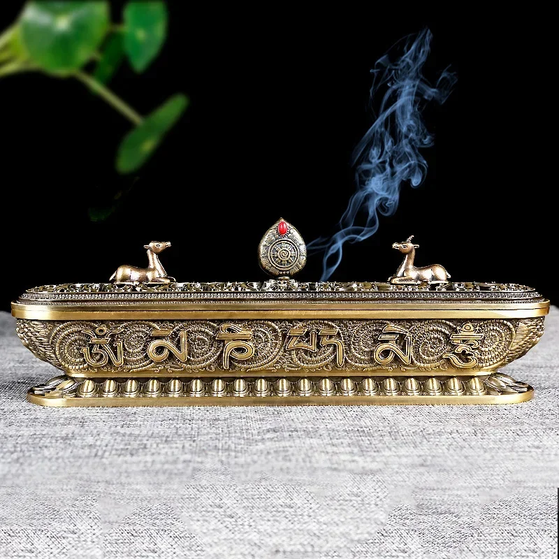 

Antique Handmade Copper Tibet Incense Burner Incense Stick Holder Zen Buddhist Teahouse Home Office Decoration Crafts Ornaments