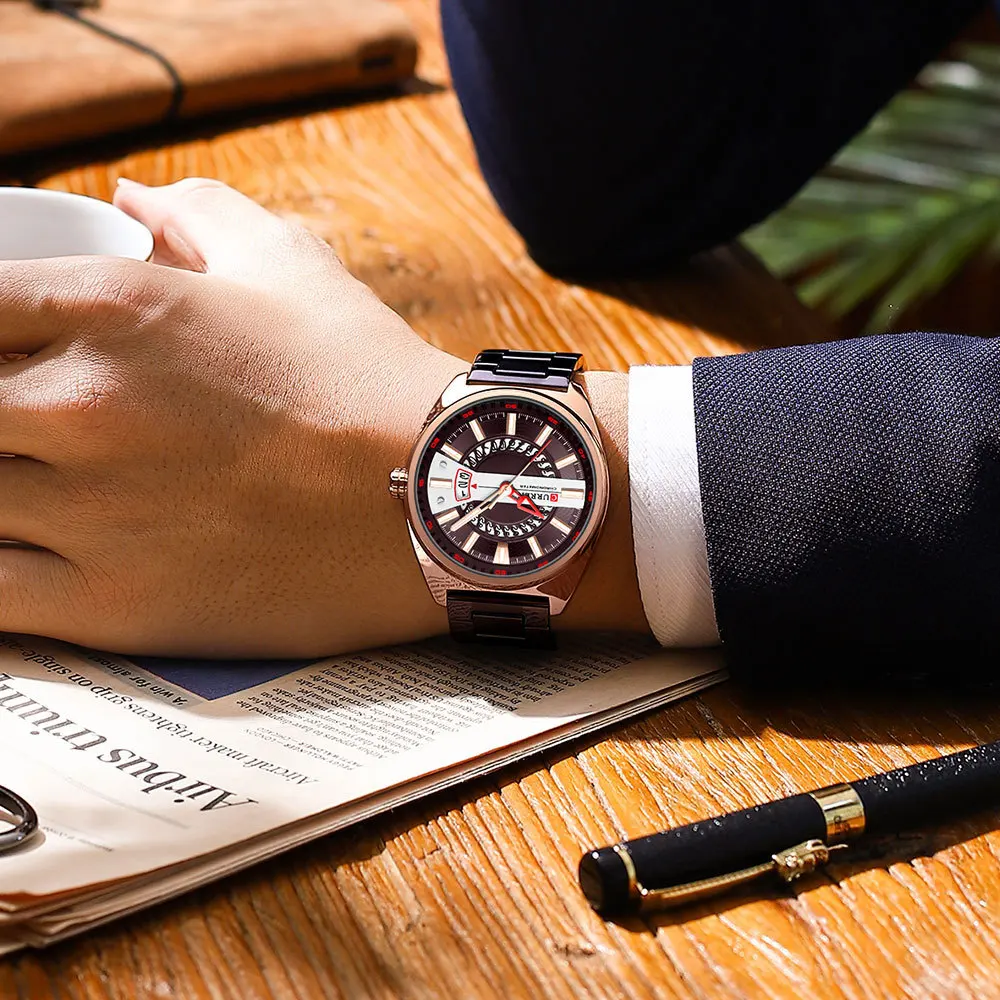 Curren 8403 Men's Watch Luxury Watch Quartz Strip Waterproof Calendar Luminous Business Watches for Men Relogios Masculino