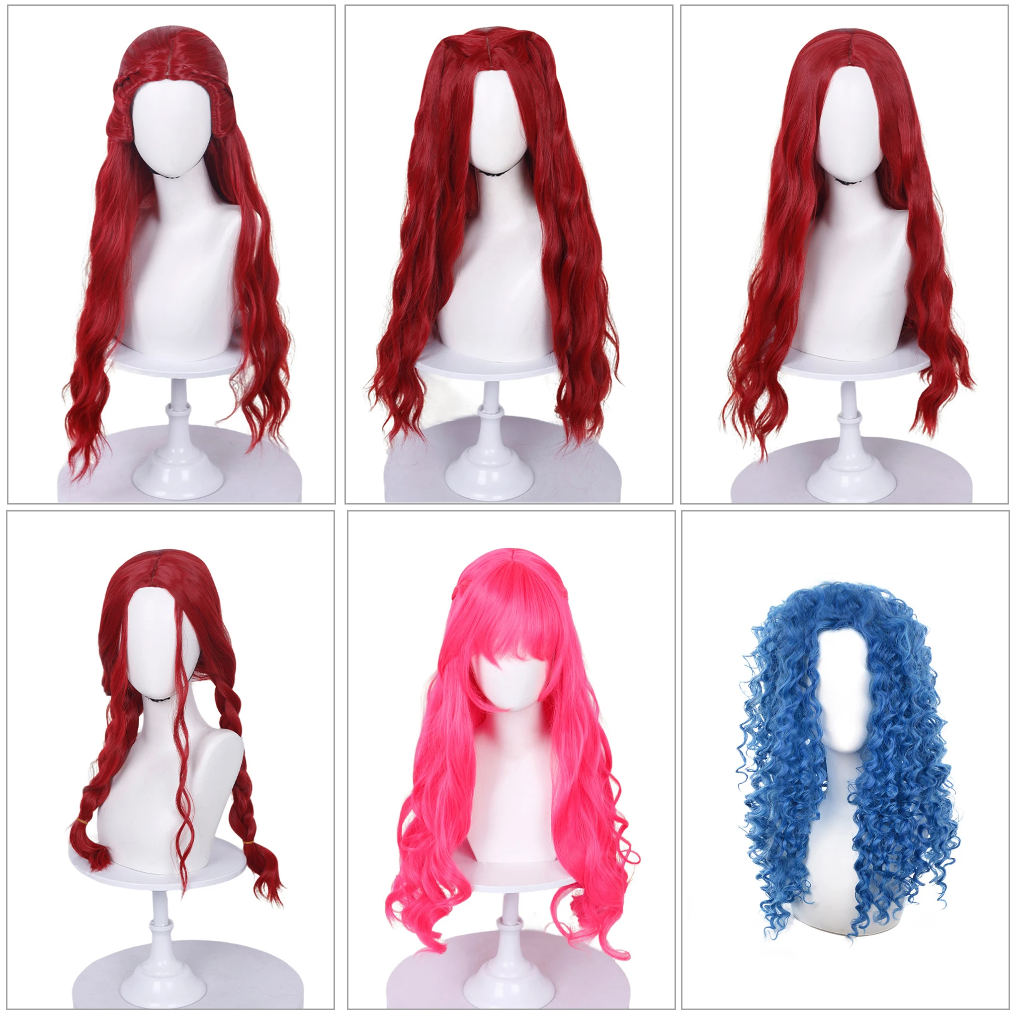 Descendants Cosplay Wig Wicked Wonderland Bridget Pink Red Chloe Wigs Halloween Carnival Hair Headgear Costume Prop Accessories