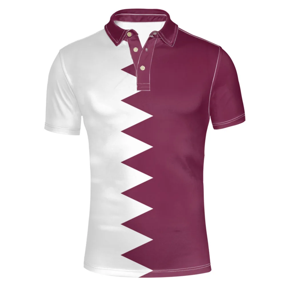 State Of Qatar Free Custom Made Name Number Team Logo Qa Lapel T Shirt Qat Country Arab Nation Arabic Flag Print Photos Clothes