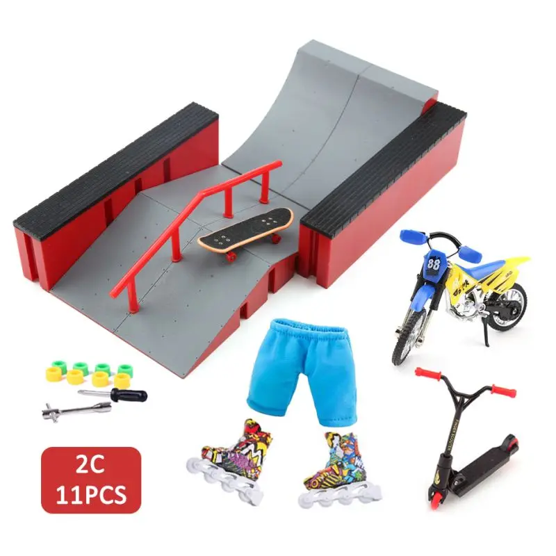 Mini Professional Finger Skateboard Scene DIY Skate Platform Stunt Ramp Stairs Venue Combination Finger Pants Shoes Kids Gift