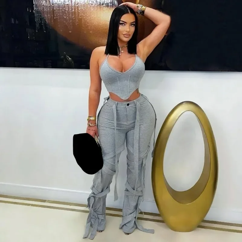 

GUWU женская мода с завязками на веревке, прямые повседневные повседневные свободные брюки, уличная одежда