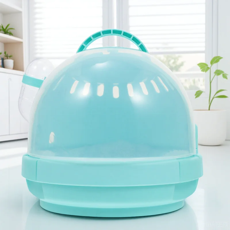 

Portable Hamster Carrier Cage Outdoor Pet Cage with Mat Drinking Bottle Breathable Comfortable Small Animal Travel Case