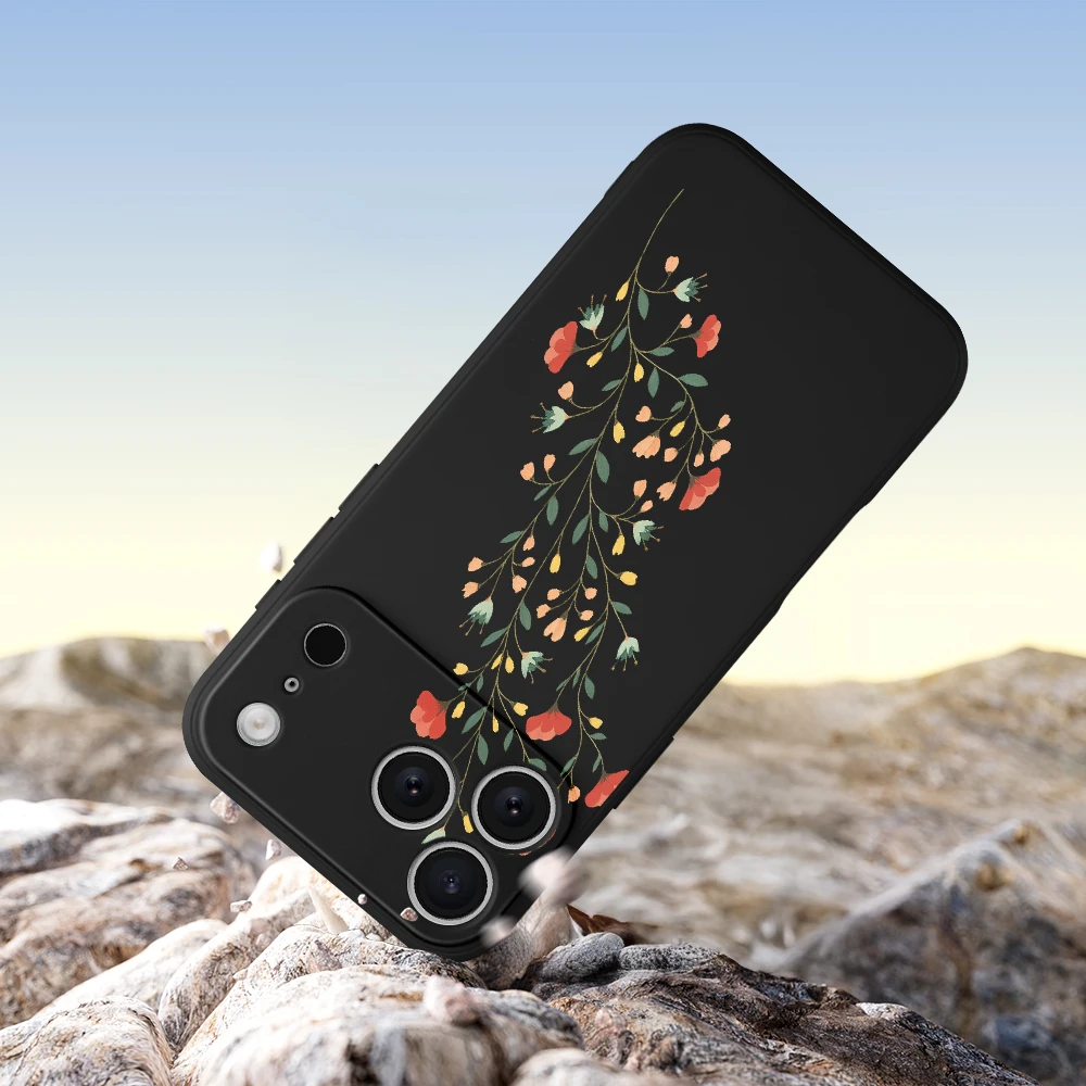 آيفون 17 برو ماكس 17 الهواء 16 15 14 13 12 11 برو ماكس XS ماكس 7 8 زائد 16e 16 زائد غطاء من البولي يوريثان كوكه الضوء الأرجواني الأزهار جراب هاتف