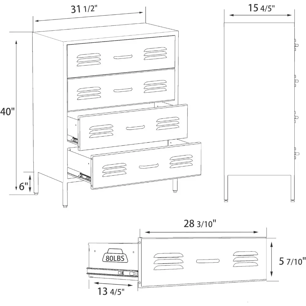 4 Drawer Dresser for Bedroom, Chest of Drawers for Closet, Bedroom Dressers with Drawers, Metal Dressers & Chests of Drawers