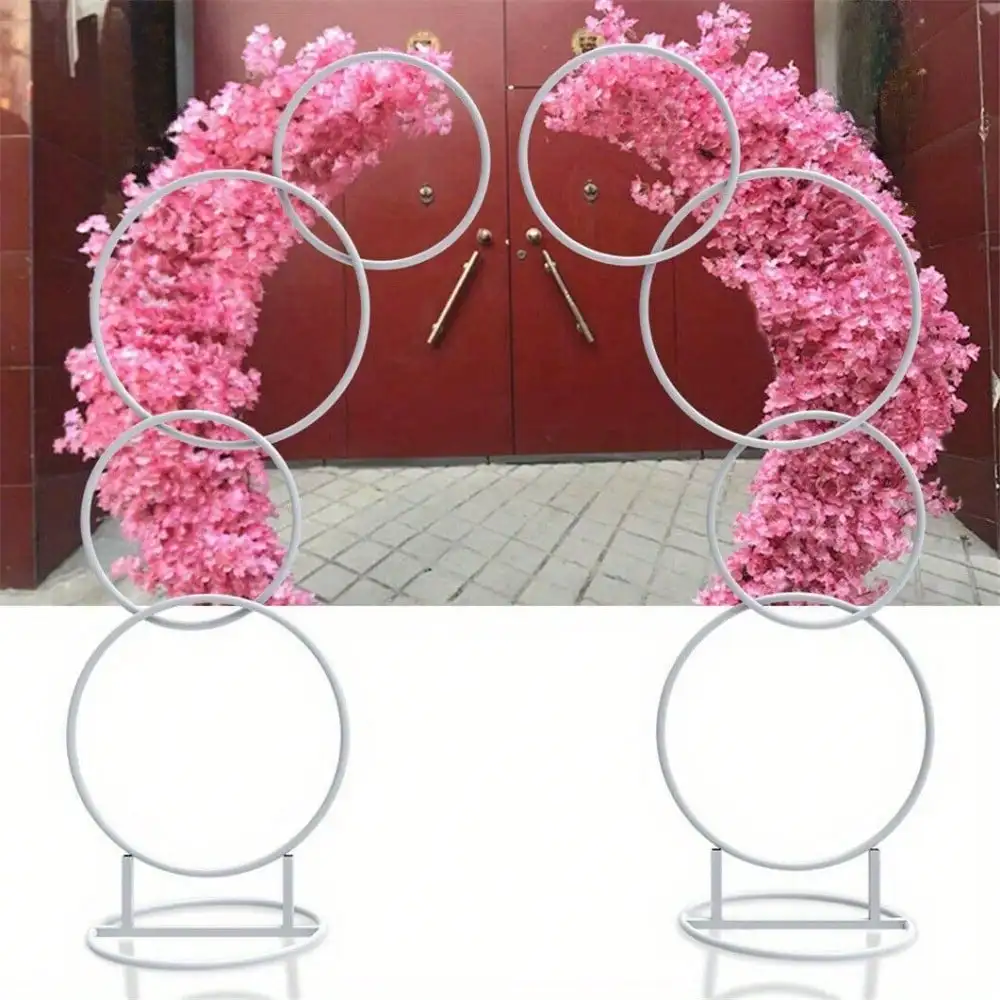 2pcs Half Moon White Metal Wedding Flower Display Frame Arch Backdrop Stand Deco