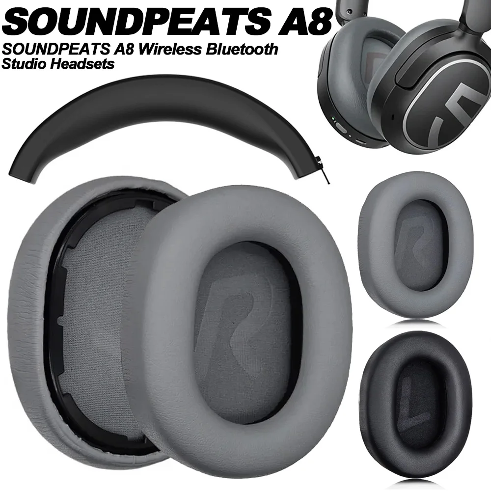 Replacement for SOUNDPEATS A8 Wireless Headband Ear Pads Earphone Cushions Headphones Protein Earmuff