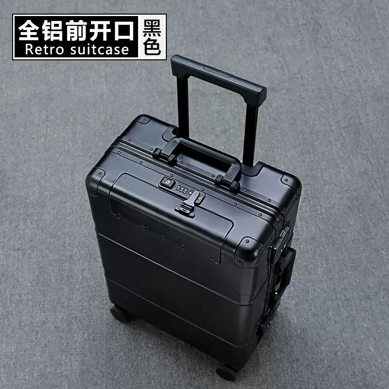 Front Opening 100% Aluminum Material Technology And Fashion High Quality trolley wheel Luggage Spinner brand Travel Suitcase