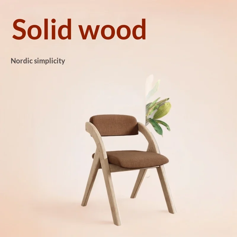*Cheap Price Foldable Armrest Minimalist Nordic Style Solid Wood Frame Dining Chair for Restaurant and Home Dining Rooms