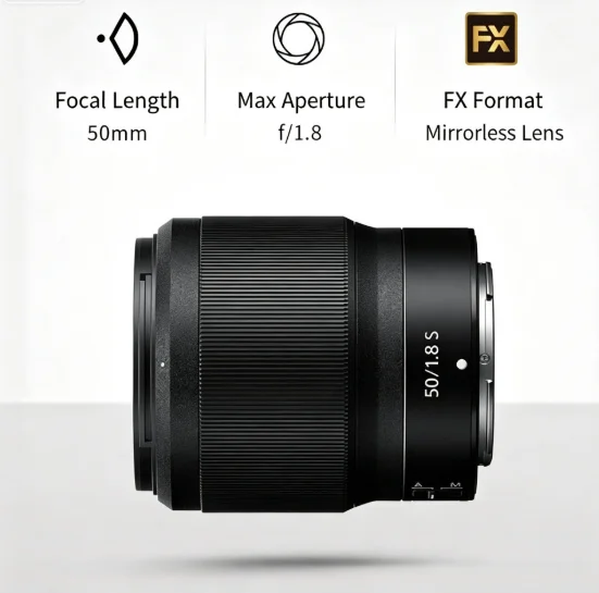 Full Frame Mirrorless Camera Lens 50mm F1.8 for Z Mount Cameras Large Aperture Prime Lens