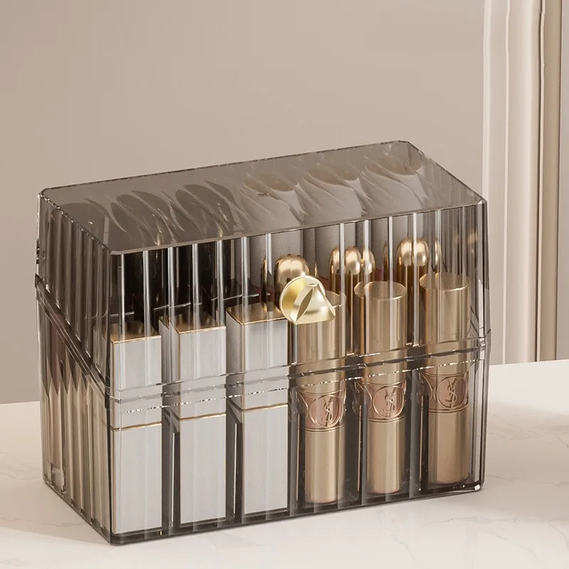 Lipstick Organizer Box Makeup Brushes Holder Dustproof Cosmetic Skincare Eyeshadow Palette Home Desktop Storage Case