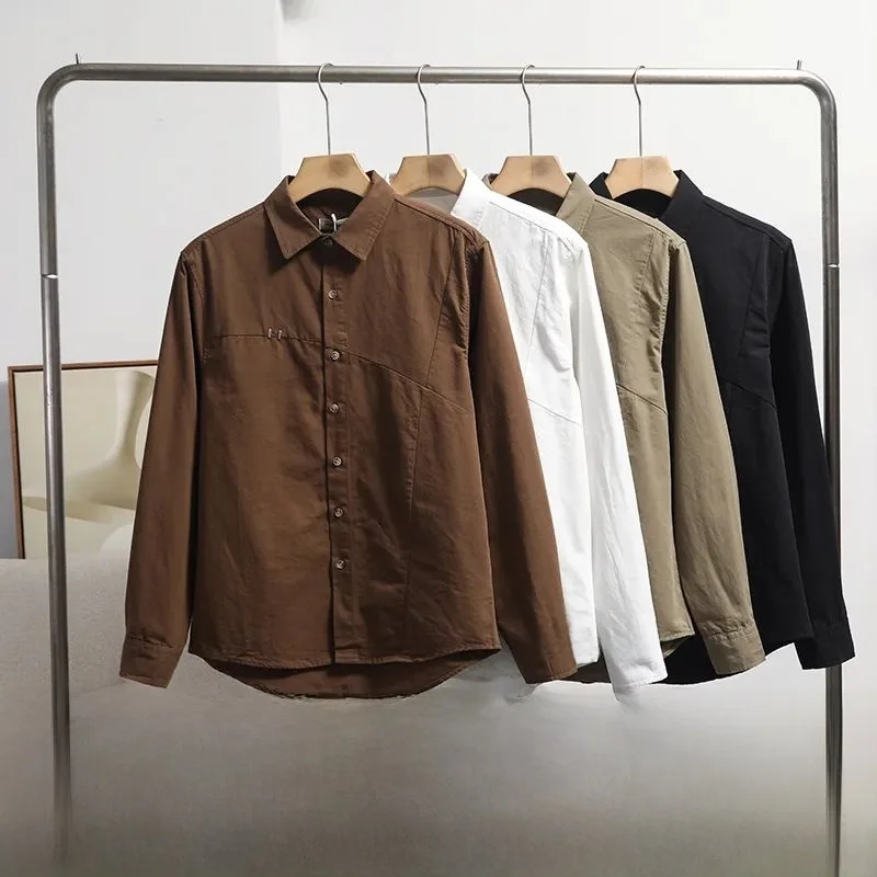 

Textured 3D Tailored Cotton Casual Long Sve Collared Men's irt Versatile Faionable Autumn Wear Comfortable Breathable