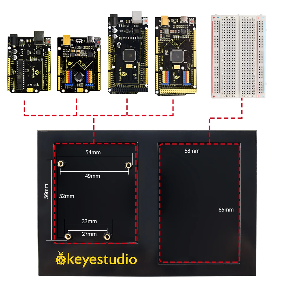 Keyestudio ABS Holder Base-Plate Experimental Platform Use For Arduino UNO R3 MEGA 2560 400 Points Breadboard Fixation