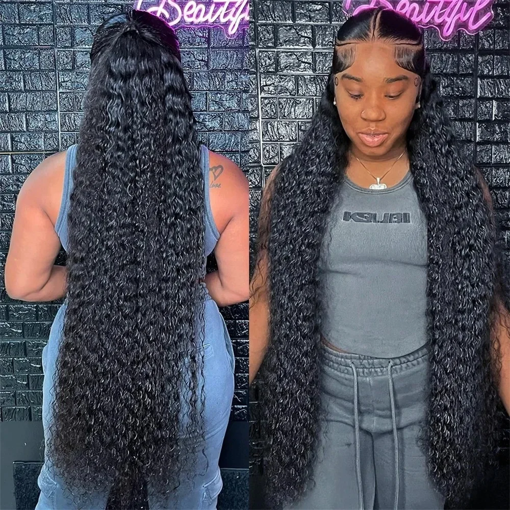 40 Inch Deep Wave 13x4 13x6 Lace Frontal Wig Glueless Human Hair Wig Brazilian PrePlucke Water Curly 360 HD Lace Front Wigs 180%