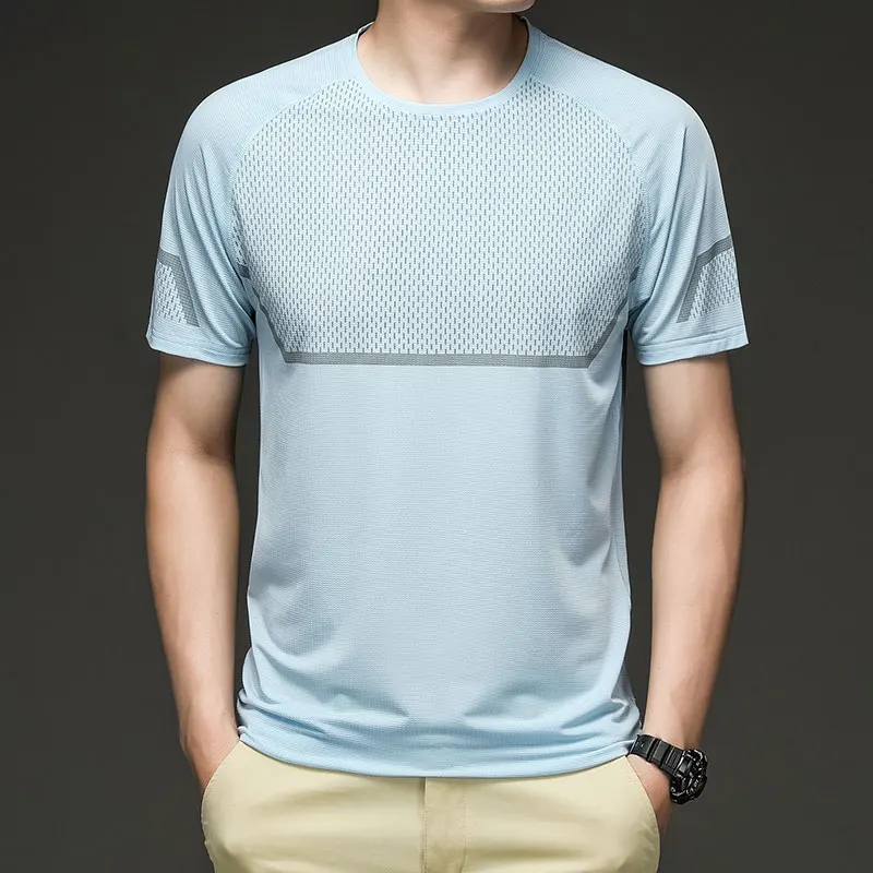 Outdoor Ice Silk Short Sleeve T-Shirt Men Cotton Running Fitness Quick Dry T-Shirt JJ1536
