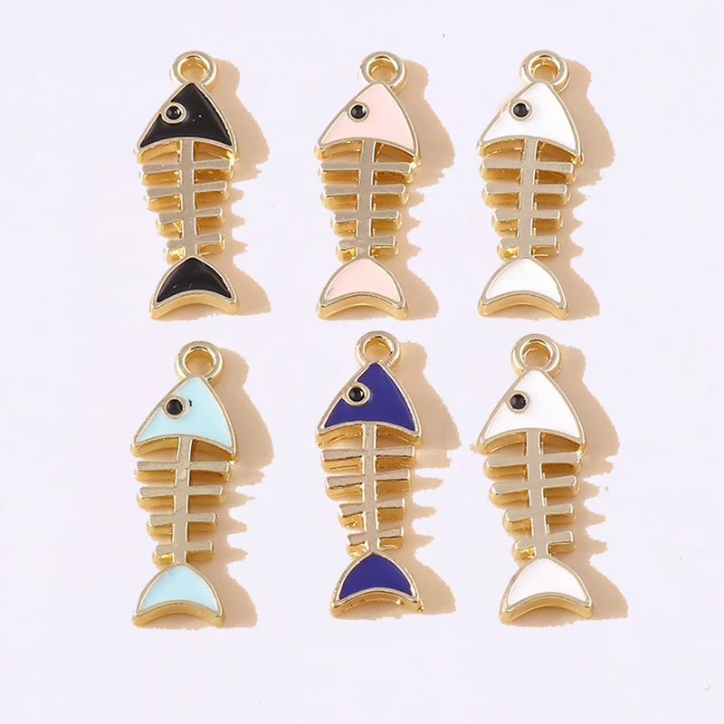 

Duarte 20Pcs/Lot Cute Enamel Fish Bone Charms Pendants for Jewelry Making Drop Earrings Necklaces Bracelets Accessories DIY Gift
