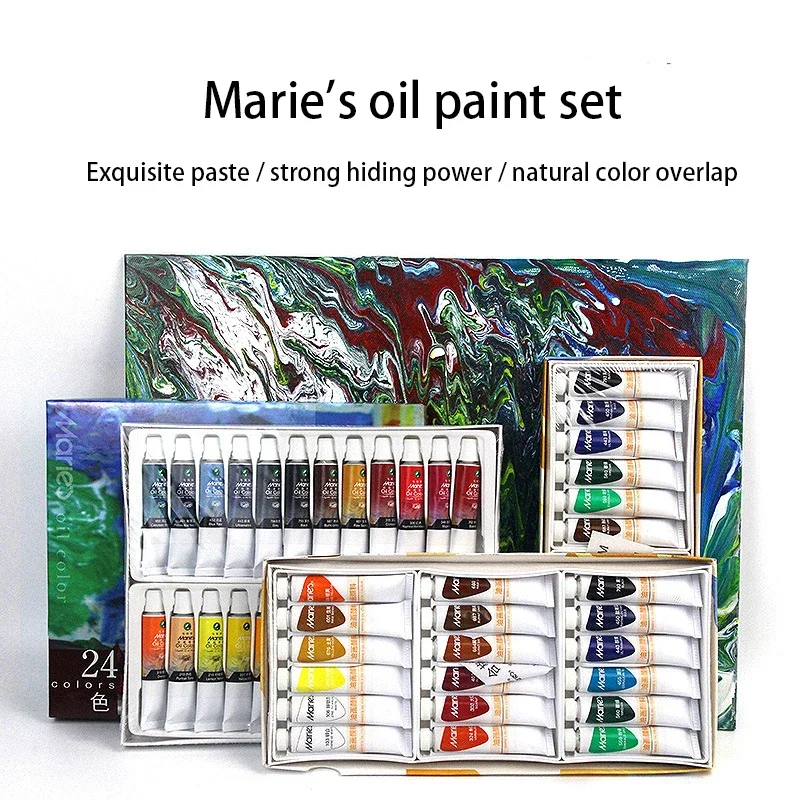 

Marie's Professional Oil paints 12/18/24 Drawing Pigment 12ml Tubes Set For Hand Painted Canvas Painting Art Supplies