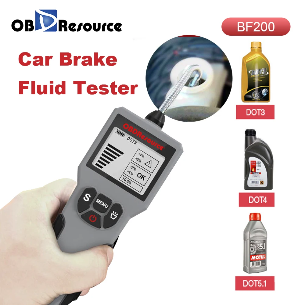 OBDResource 12V Auto Brake Fluid Tester Car Brake Oil Tool DOT3 DOT4 DOT5.1 Digital/LED Indicator Check Display Diagnostic Tool