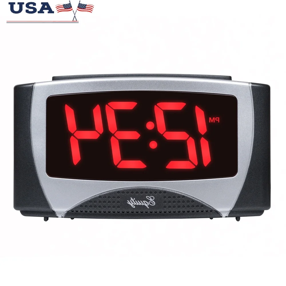 

Portable USB Alarm Clock 1.2 Inch Red LED Display Loud Alarm Snooze Feature Battery Backup Compact Lightweight Travel Use