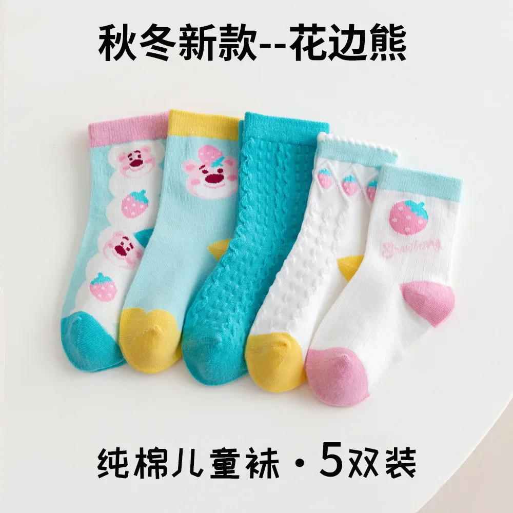 5pcs Sweet Cinnamoroll My Melody Anime Kawaii MINISO Ins Fashion Warm Socks Cute Kuromi Cotton Stocking Lovely Gifts for Girls