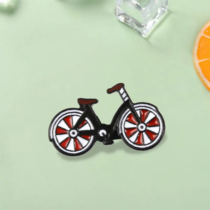 Pin Cartoon bicycle badge brooch Lapel pin Denim Jeans bag Shirt Collar Cool Jewelry Gift for Kids Friends Red Bike Enamel