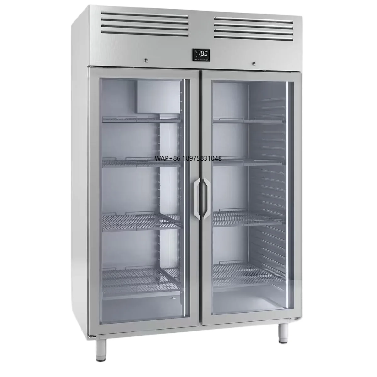 

Commercial Kitchen Equipment Stainless Steel Rapid Cooling Double-Door Glass Door Freezer and Fresh Refrigerator