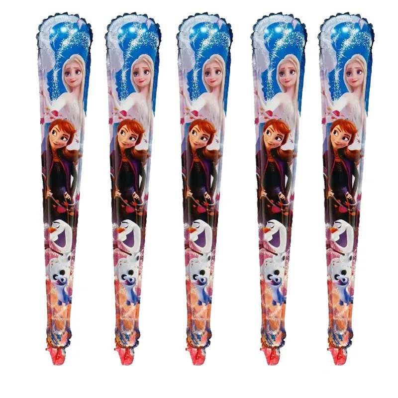 5/10PCS Disney Cartoon Hand Held Stick Balloon Set Frozen Mermaid Princess Spiderman Mickey Kid Toy Birthday Party Decoration