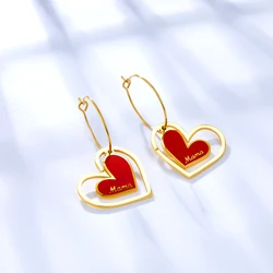 Fashion Heart Stainless steel Big Hoop Earrings for Women Gold Color Lovers Jewelry Stainless Steel Double Heart Earrings Weddin