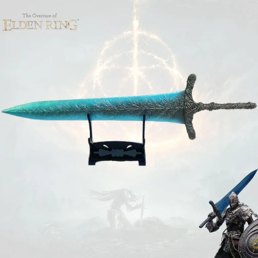 

Брелок-ключница Elden Ring Dark Moon Greatsword, 30 см (12 дюймов), цвета голубого инея, высококачественный металлический брелок, мерч по фэнтези-игре, коллекционный подарок