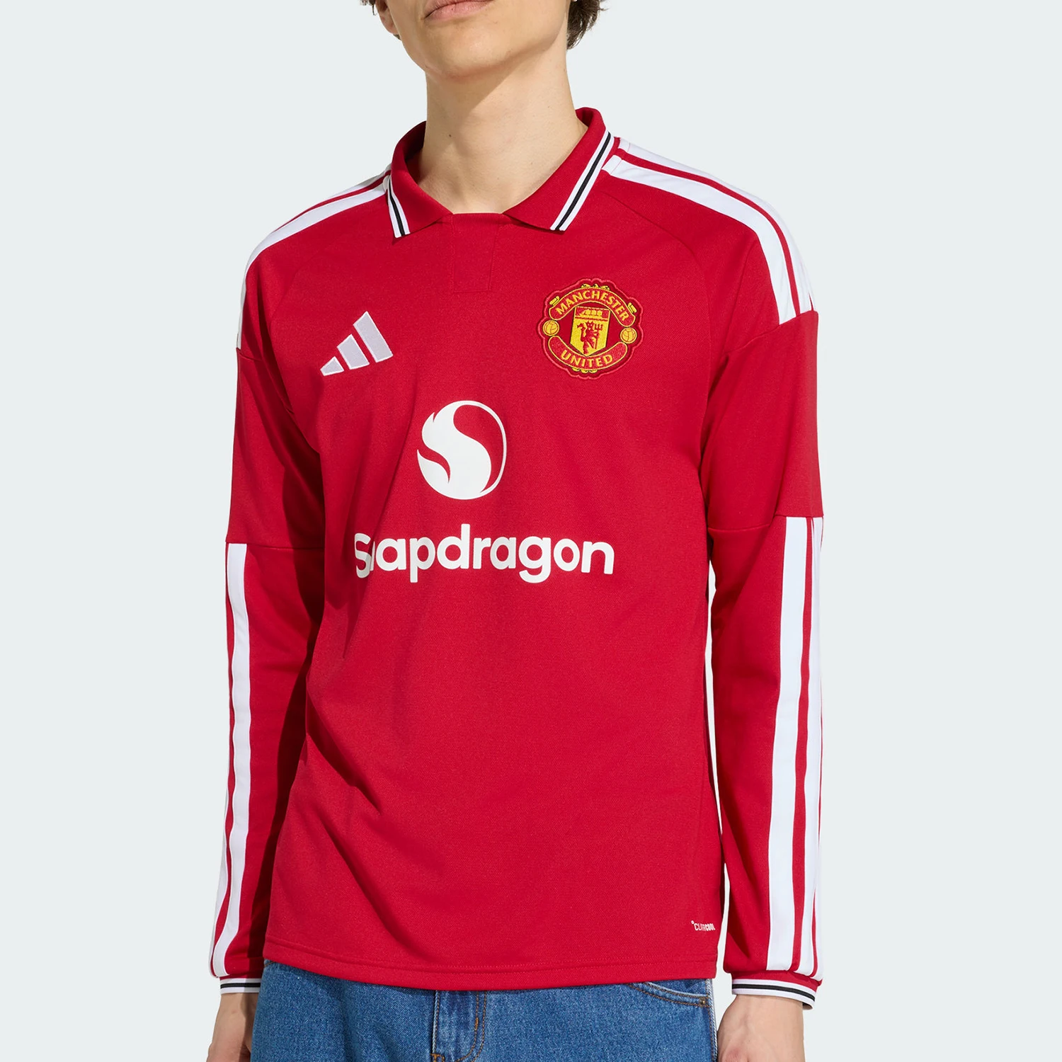 Adidas genuine Manchester United home fan edition men's football sports long sleeved shirt KC4773