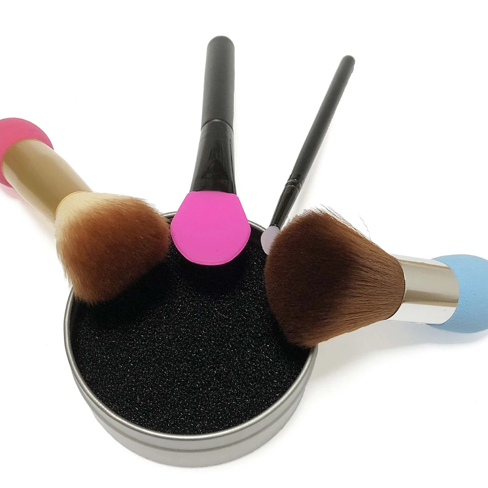 

7pcs Makeup Brush Cleaning Sponge Set Quick Dry Reusable Cleaner Tool For Powder Shadow Removal Compact Travel Tin With