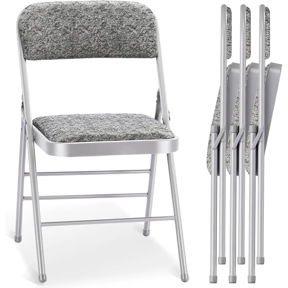 4 عبوات من الكراسي القابلة للطي مع وسادة خلفية مبطنة بالقماش، وكراسي معدنية من الدرجة التجارية مع وسادة قماشية #6