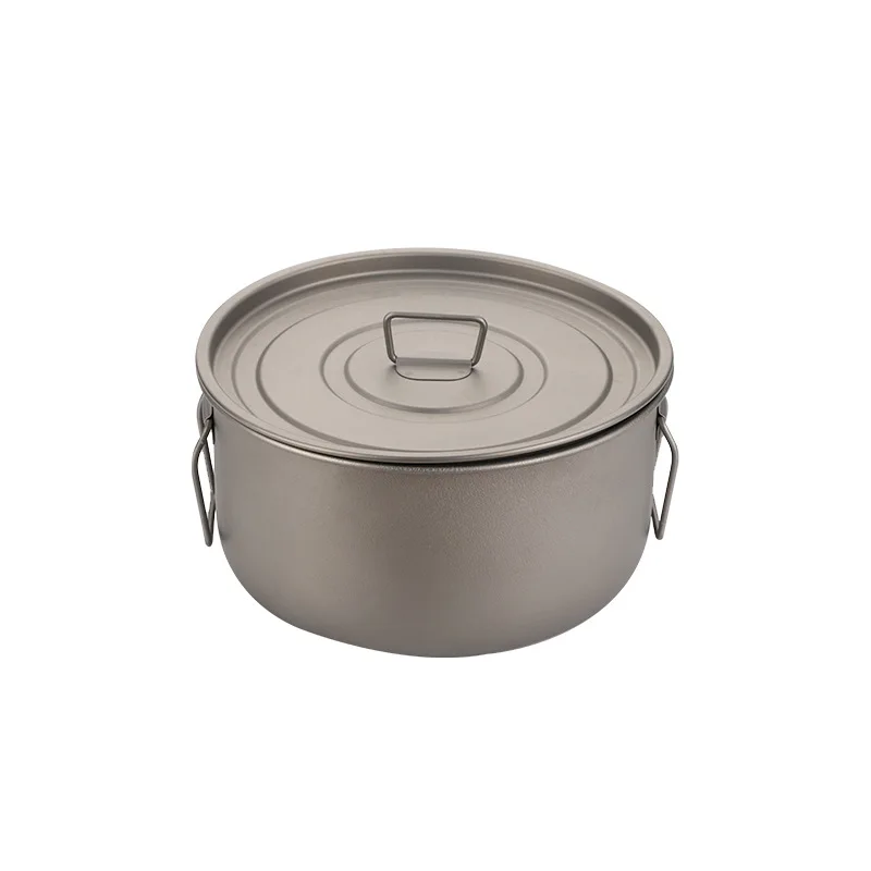 Pure titanium large-capacity thickened anti-scald pot outdoor travel camping home cooking pot ultra-light portable