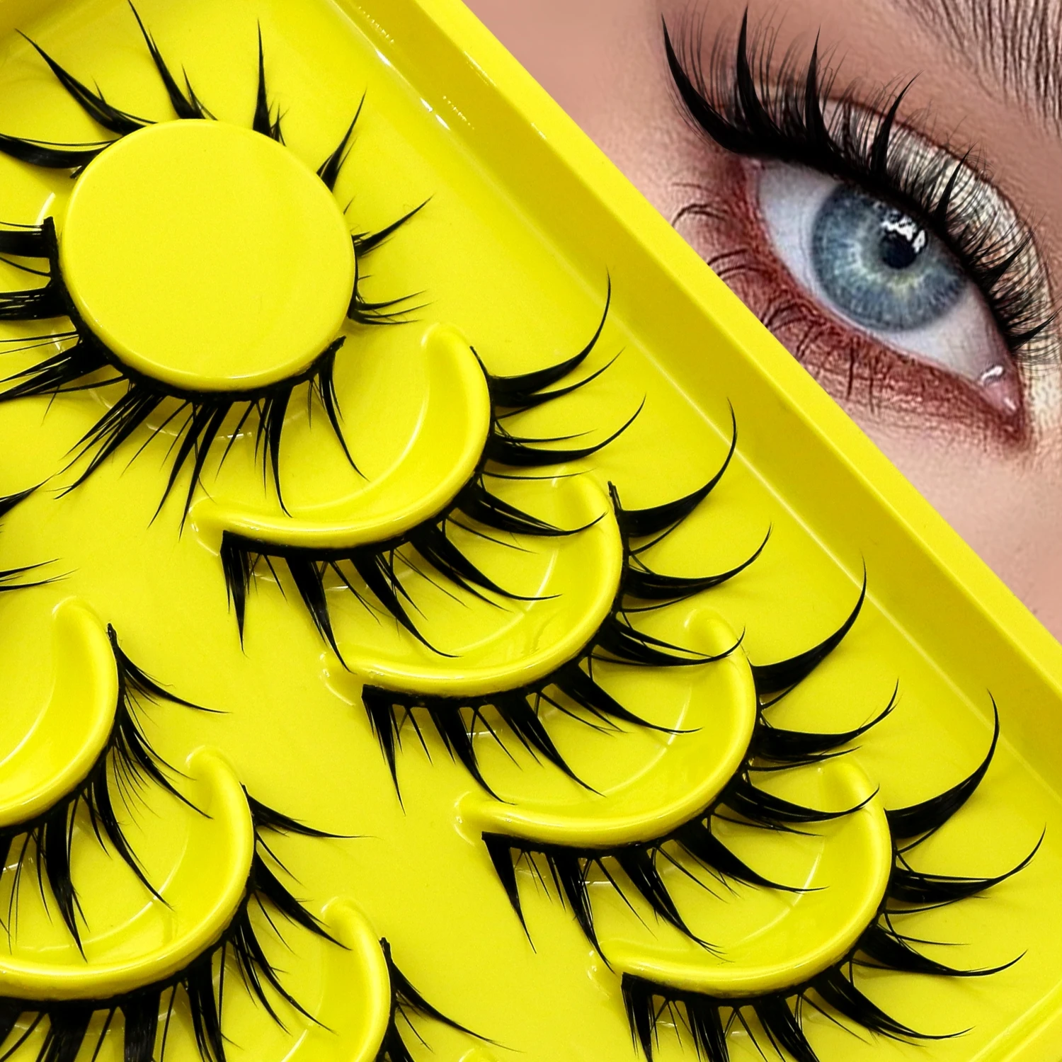 Lasvirey Cat Eye Lashes Manga Lashes Styles 3D Faux Mink Lashes Soft Cross Wispy Natural Winged End Eye Elongated Eyelash Makeup