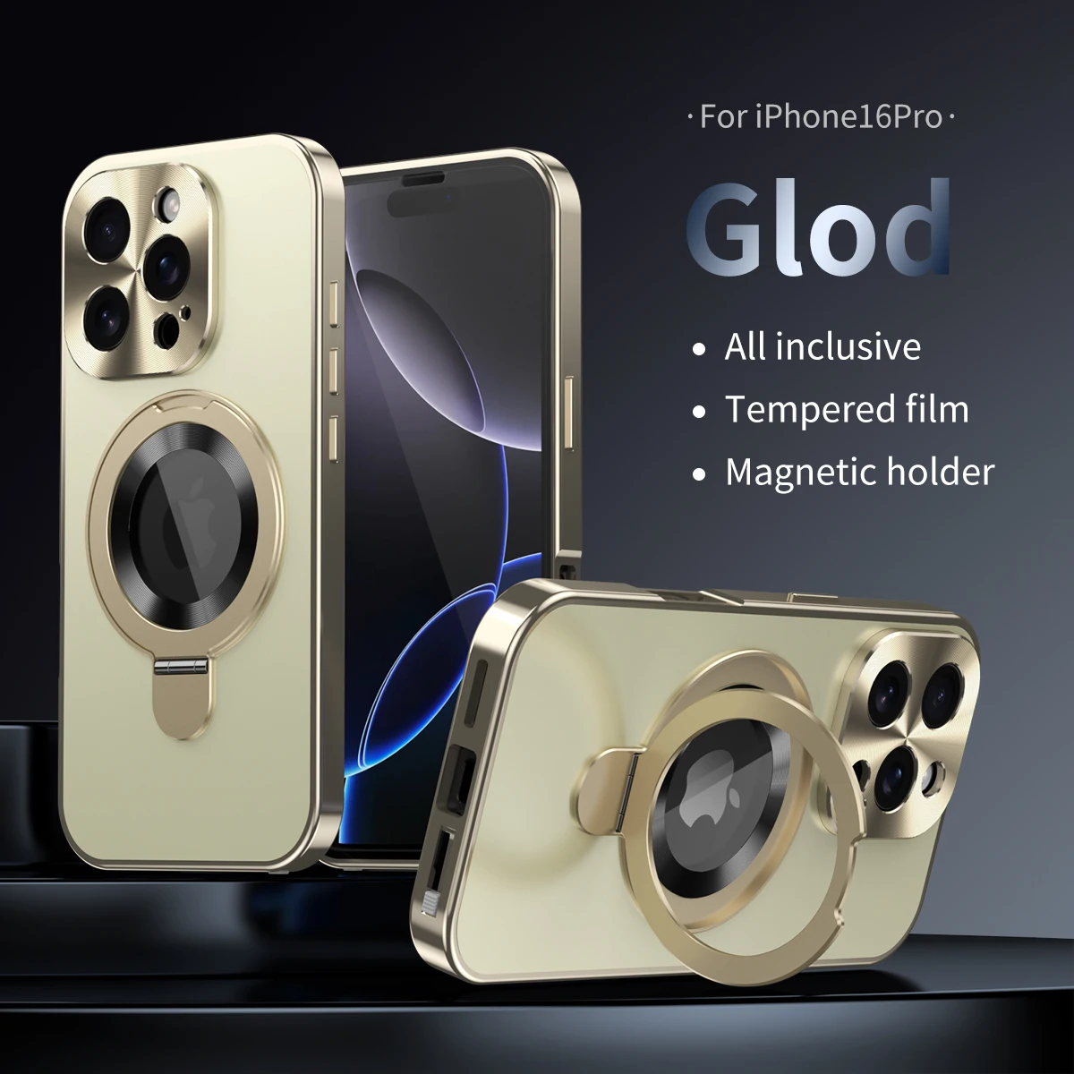 Funda de teléfono con placa trasera de Color Original, para IPhone 14 15 16 Pro Max, soporte magnético, marco de Metal, cubierta de definición HD todo incluido