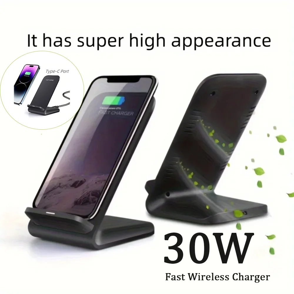 Carregador Sem Fio Rápido de 30W com Suporte para iPhone 17 16 15 14 13 -11/XR, Samsung Galaxy S25/S26/S21/S20, Xiaomi 17 15 14, Huawei