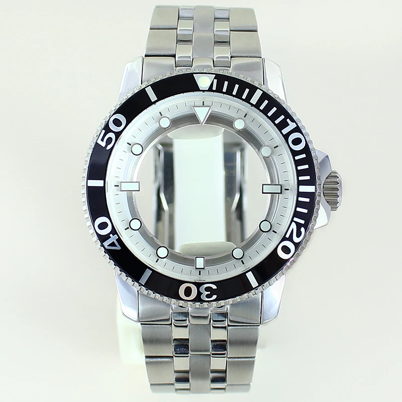 فضي/أسود 42.5 مللي متر ساعة رجالي حزام 100 متر مقاوم للماء لحركة Nh35 Nh36 Nh38 4R36 30.5 مللي متر الطلب تعديل نجم البحر T120 #3