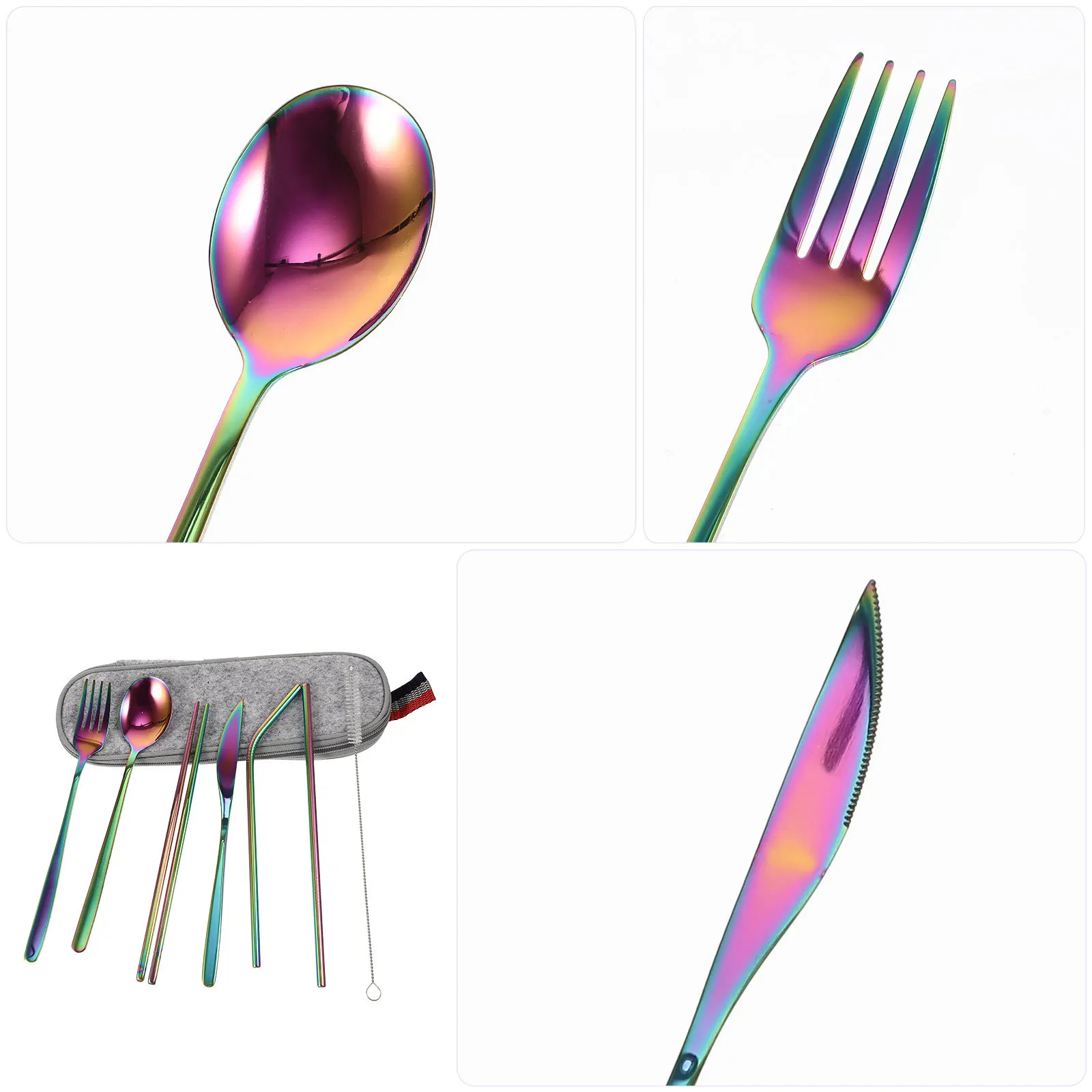 

1 Set 304 Stainless Steel Tableware Set Portable Travel Utensils Kit For Outdoor Camping Hiking Picnic Includes Storage Bag