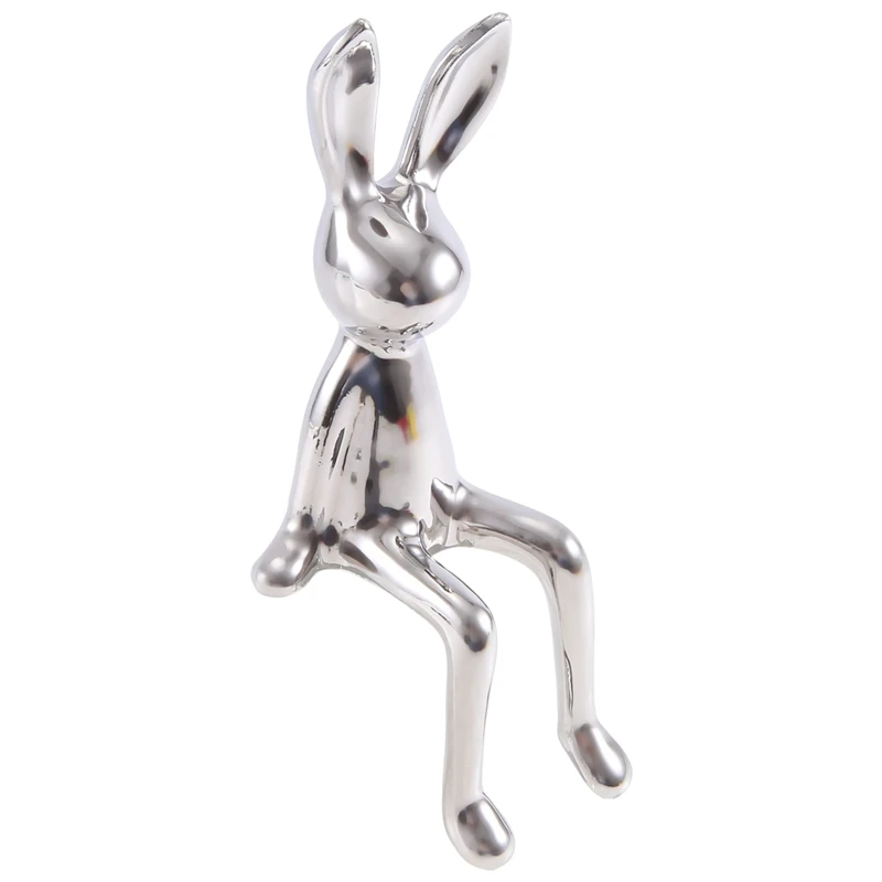 Rabbit Statues Ceramic Crafts Creative Shiny Modern Nordic Animal Figures Decorative Ornament Animal Figures image 3