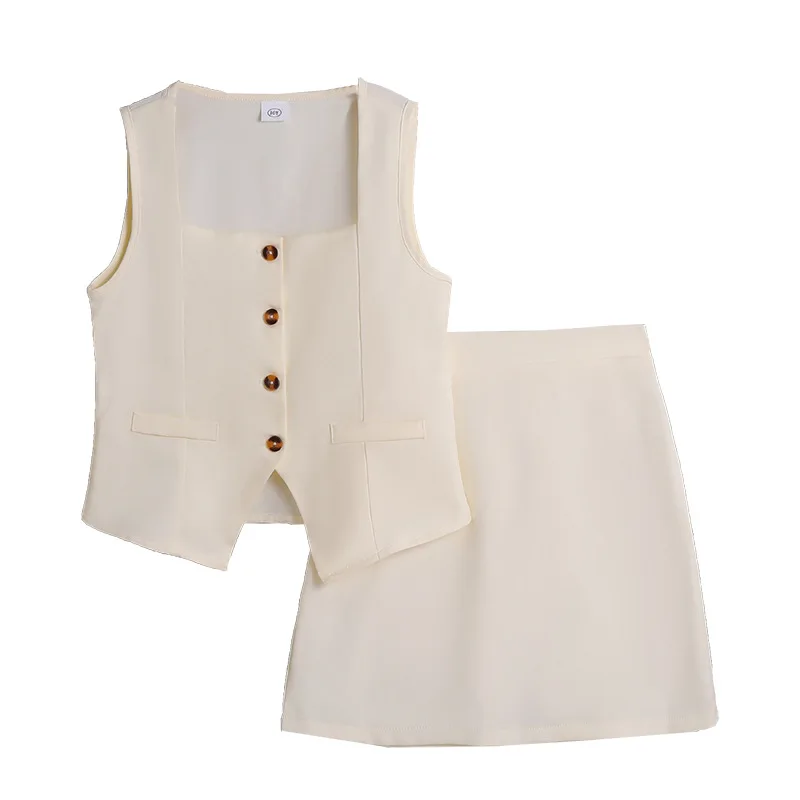 Girl's suit 2025 summer new Murad niche fashion suit sleeveless waistcoat casual short skirt two-piece set 130-170CM