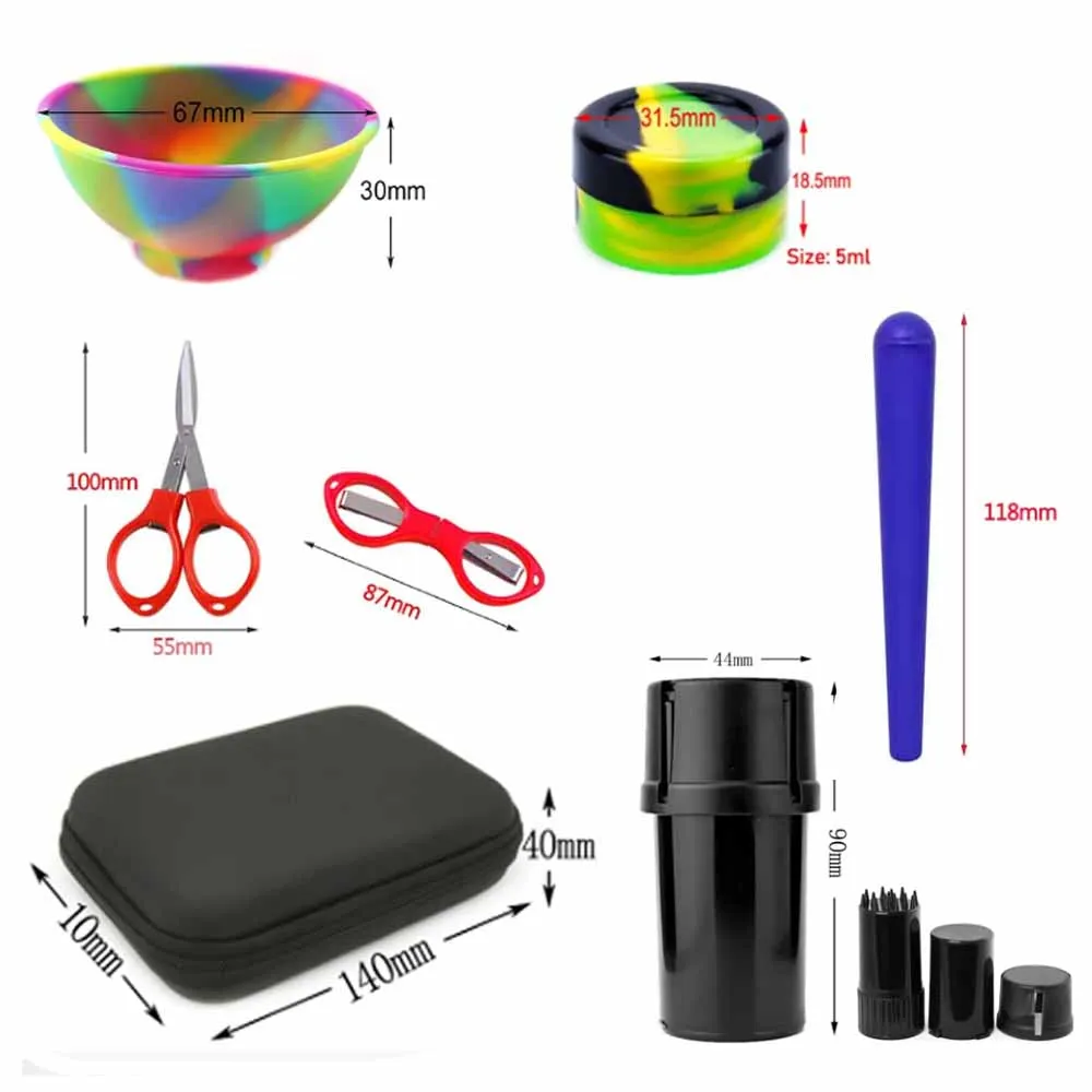 1Set Black Grinder Crusher With 67mm Silicone Bowl Silicone Jar Tobacco Kit Man Gift Smoking Accessories - view 5