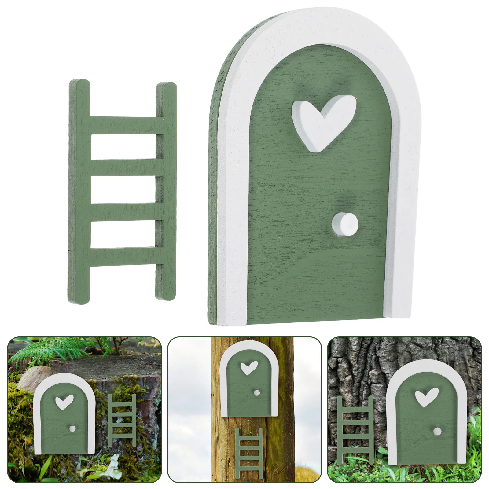 

1 Set Wooden Fairy Door Decoration Miniature Ornament Hanging Craft For Kids Prop, Wood Mini Door Adornment For