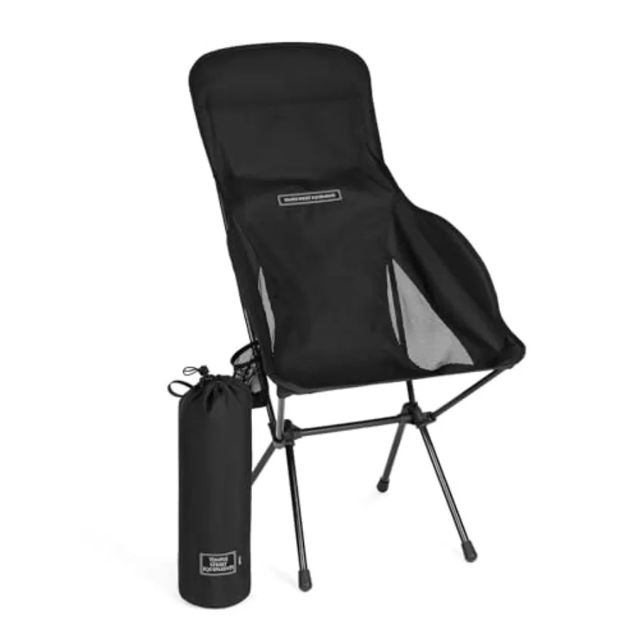 

Camping chair for outdoor use, aluminum alloy, black, lightweight 3.36lbs with cup holder and portable folding design