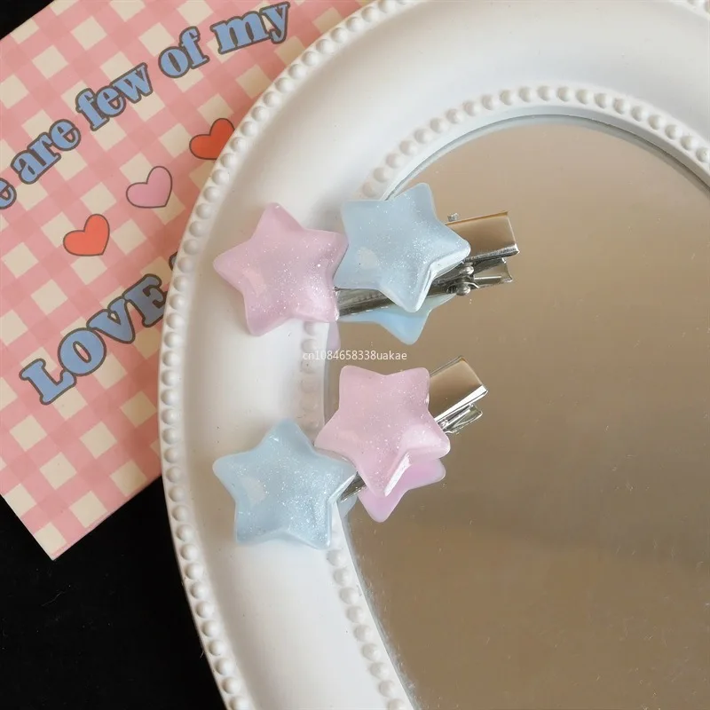 1pcs Sweet Cute Star Hairpin Lovely Pentagram Hair Clip Duck Beak Clip Side Bang Clips for Girls Y2K Hair Accessories 집게핀 헤어핀