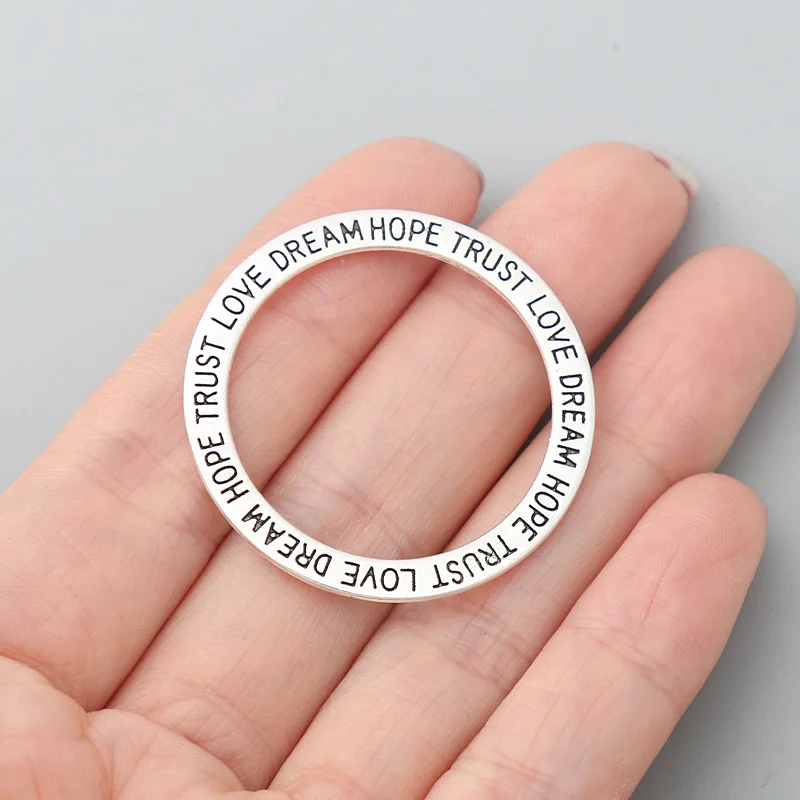 Модные круглые подвески для сообщений из сплава LOVE DREAM HOPE 35 мм, 10 шт.