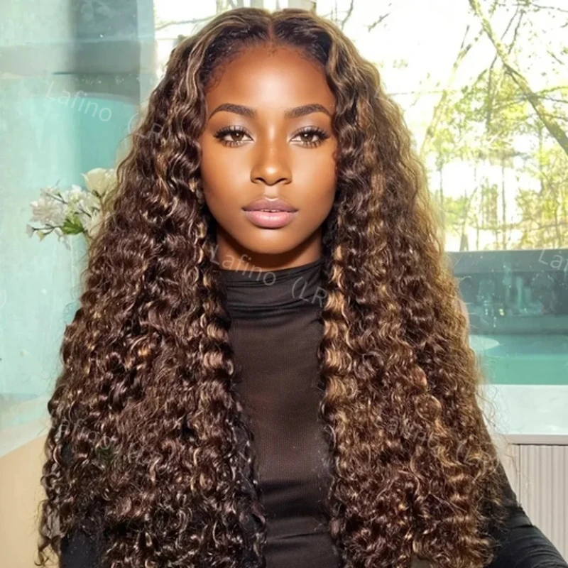 Highlight Frontal Curly Wigs 100% 13x6 Lace Transparent Brazilian Deep Wave Human Hair Cheap Wig on Sale For Women Choice