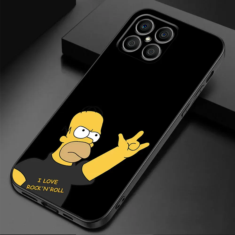 Disney Funny Simpsons Case for Honor 8X 90 Pro 70 Lite 20 X6 X6a 4G X7 X8 X8a X9a 5G Black Soft Armor Shockproof Cover