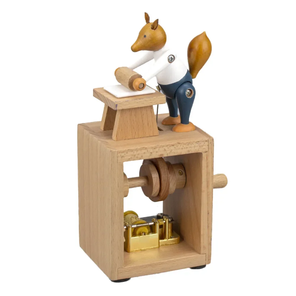 Hand Crank Music Box Wooden Unique Wind Up Music Box Retro Birthday Gift Vintage Home Decoration Wood Crafts Girls Birthday Gift
