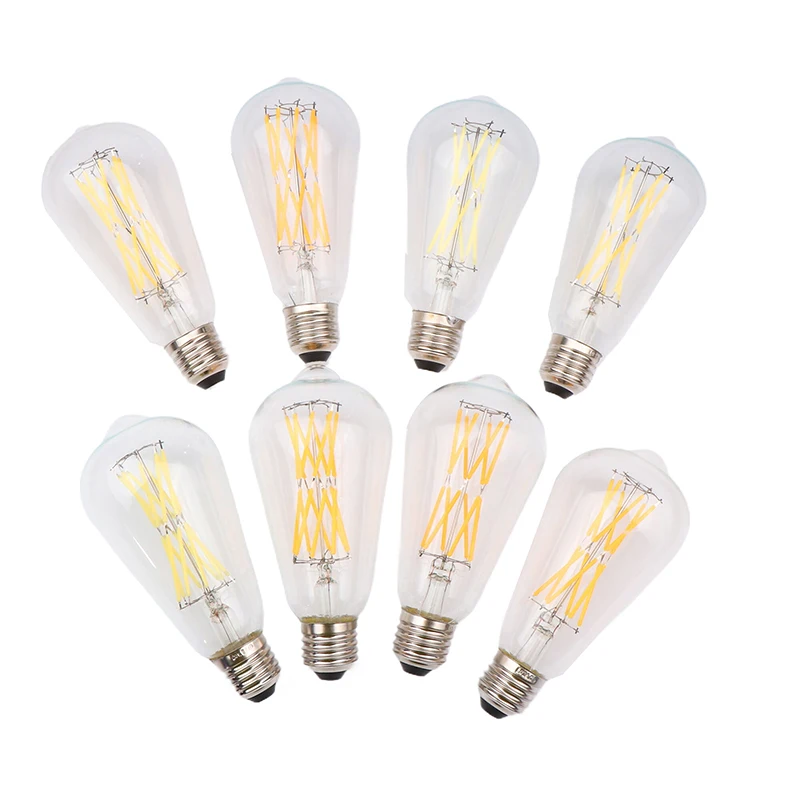 ST64 Vintage Replace LED Filament Bulb E27 12W 16W LED Light Bulb Transparent Glass Antique Shape Decoration Lighting Lamps