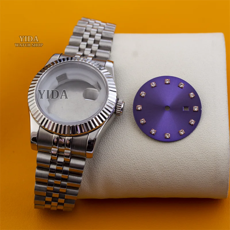 33MM Women's Watch Case Stainless Steel Bracelet Sapphire Crystal 25mm Diamond Dial For DATEJUST NH05 NH06 Movement Accessories